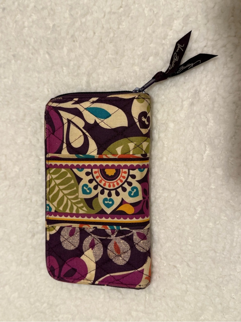Vera Bradley Retired Plum Crazy Accordion Wallet with Zip Closure